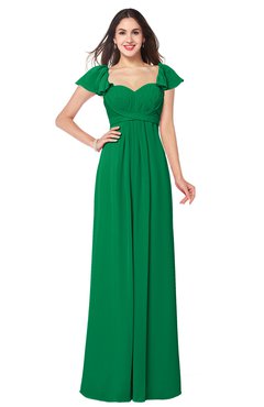 ColsBM Karla Green Mature A-line Short Sleeve Half Backless Sash Plus Size Bridesmaid Dresses
