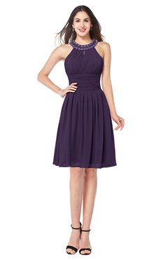 ColsBM Ariana Blackberry Cordial Glamorous A-line Jewel Sleeveless Zipper Knee Length Bridesmaid Dresses