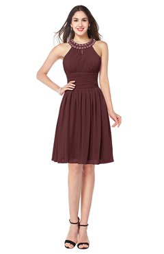 ColsBM Ariana Burgundy Glamorous A-line Jewel Sleeveless Zipper Knee Length Bridesmaid Dresses