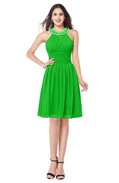 ColsBM Ariana Jasmine Green Glamorous A-line Jewel Sleeveless Zipper Knee Length Bridesmaid Dresses