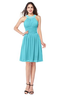 ColsBM Ariana Turquoise Glamorous A-line Jewel Sleeveless Zipper Knee Length Bridesmaid Dresses