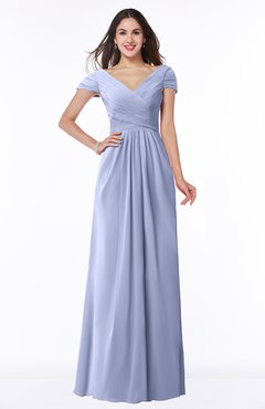 ColsBM Evie Blue Heron Glamorous A-line Short Sleeve Floor Length Ruching Plus Size Bridesmaid Dresses