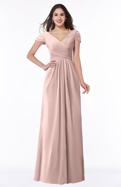 ColsBM Evie Dusty Rose Glamorous A-line Short Sleeve Floor Length Ruching Plus Size Bridesmaid Dresses