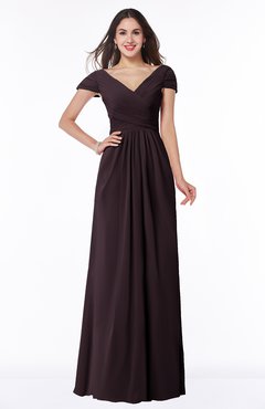 ColsBM Evie Italian Plum Glamorous A-line Short Sleeve Floor Length Ruching Plus Size Bridesmaid Dresses