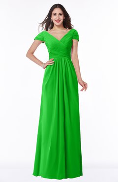 ColsBM Evie Jasmine Green Glamorous A-line Short Sleeve Floor Length Ruching Plus Size Bridesmaid Dresses