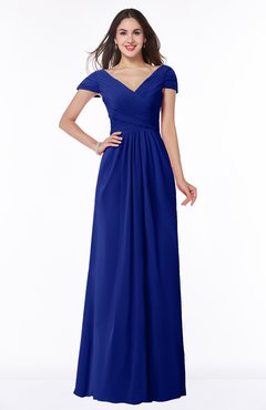 ColsBM Evie Nautical Blue Glamorous A-line Short Sleeve Floor Length Ruching Plus Size Bridesmaid Dresses