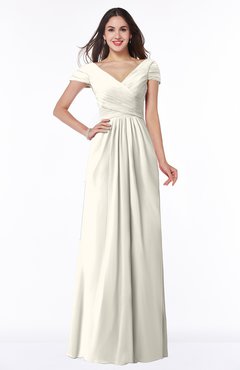 ColsBM Evie Whisper White Glamorous A-line Short Sleeve Floor Length Ruching Plus Size Bridesmaid Dresses
