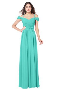 ColsBM Susan Blue Turquoise Mature Short Sleeve Zipper Floor Length Ribbon Plus Size Bridesmaid Dresses
