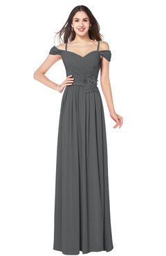 ColsBM Susan Grey Mature Short Sleeve Zipper Floor Length Ribbon Plus Size Bridesmaid Dresses