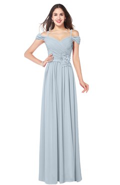 ColsBM Susan Illusion Blue Mature Short Sleeve Zipper Floor Length Ribbon Plus Size Bridesmaid Dresses