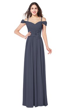 ColsBM Susan Nightshadow Blue Mature Short Sleeve Zipper Floor Length Ribbon Plus Size Bridesmaid Dresses
