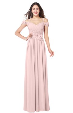 ColsBM Susan Pastel Pink Mature Short Sleeve Zipper Floor Length Ribbon Plus Size Bridesmaid Dresses
