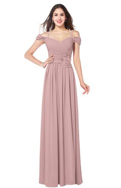 ColsBM Susan Silver Pink Mature Short Sleeve Zipper Floor Length Ribbon Plus Size Bridesmaid Dresses