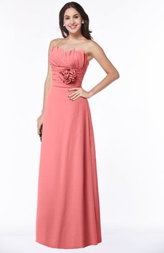 ColsBM Elaine Shell Pink Modern A-line Sleeveless Zip up Flower Plus Size Bridesmaid Dresses