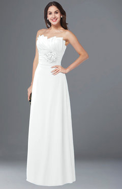 ColsBM Elaine White Modern A-line Sleeveless Zip up Flower Plus Size Bridesmaid Dresses