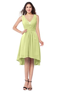 ColsBM Ainsley Lime Sherbet Elegant A-line Zipper Hi-Lo Ruching Plus Size Bridesmaid Dresses