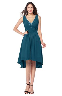 ColsBM Ainsley Moroccan Blue Elegant A-line Zipper Hi-Lo Ruching Plus Size Bridesmaid Dresses