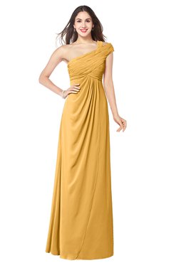 ColsBM Bethany Golden Cream Modern A-line Sleeveless Chiffon Floor Length Plus Size Bridesmaid Dresses