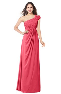 ColsBM Bethany Guava Modern A-line Sleeveless Chiffon Floor Length Plus Size Bridesmaid Dresses