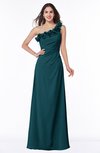 ColsBM Nola Blue Green Modern A-line One Shoulder Chiffon Ruching Plus Size Bridesmaid Dresses