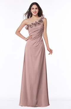 ColsBM Nola Blush Pink Modern A-line One Shoulder Chiffon Ruching Plus Size Bridesmaid Dresses