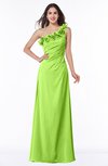 ColsBM Nola Bright Green Modern A-line One Shoulder Chiffon Ruching Plus Size Bridesmaid Dresses