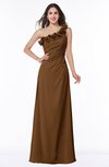 ColsBM Nola Brown Modern A-line One Shoulder Chiffon Ruching Plus Size Bridesmaid Dresses