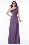 ColsBM Nola Chinese Violet Modern A-line One Shoulder Chiffon Ruching Plus Size Bridesmaid Dresses