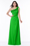 ColsBM Nola Classic Green Modern A-line One Shoulder Chiffon Ruching Plus Size Bridesmaid Dresses