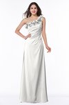 ColsBM Nola Cloud White Modern A-line One Shoulder Chiffon Ruching Plus Size Bridesmaid Dresses