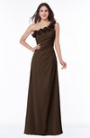 ColsBM Nola Copper Modern A-line One Shoulder Chiffon Ruching Plus Size Bridesmaid Dresses