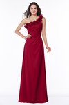 ColsBM Nola Dark Red Modern A-line One Shoulder Chiffon Ruching Plus Size Bridesmaid Dresses