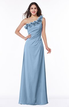 ColsBM Nola Dusty Blue Modern A-line One Shoulder Chiffon Ruching Plus Size Bridesmaid Dresses