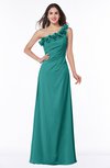 ColsBM Nola Emerald Green Modern A-line One Shoulder Chiffon Ruching Plus Size Bridesmaid Dresses