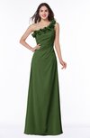 ColsBM Nola Garden Green Modern A-line One Shoulder Chiffon Ruching Plus Size Bridesmaid Dresses