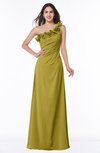 ColsBM Nola Golden Olive Modern A-line One Shoulder Chiffon Ruching Plus Size Bridesmaid Dresses