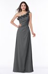 ColsBM Nola Grey Modern A-line One Shoulder Chiffon Ruching Plus Size Bridesmaid Dresses