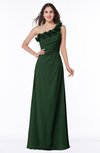 ColsBM Nola Hunter Green Modern A-line One Shoulder Chiffon Ruching Plus Size Bridesmaid Dresses