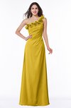 ColsBM Nola Lemon Curry Modern A-line One Shoulder Chiffon Ruching Plus Size Bridesmaid Dresses