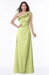 ColsBM Nola Lime Green Modern A-line One Shoulder Chiffon Ruching Plus Size Bridesmaid Dresses