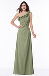 ColsBM Nola Moss Green Modern A-line One Shoulder Chiffon Ruching Plus Size Bridesmaid Dresses