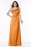 ColsBM Nola Orange Modern A-line One Shoulder Chiffon Ruching Plus Size Bridesmaid Dresses