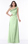 ColsBM Nola Pale Green Modern A-line One Shoulder Chiffon Ruching Plus Size Bridesmaid Dresses