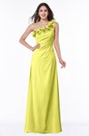 ColsBM Nola Pale Yellow Modern A-line One Shoulder Chiffon Ruching Plus Size Bridesmaid Dresses