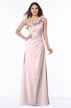 ColsBM Nola Petal Pink Modern A-line One Shoulder Chiffon Ruching Plus Size Bridesmaid Dresses