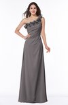 ColsBM Nola Ridge Grey Modern A-line One Shoulder Chiffon Ruching Plus Size Bridesmaid Dresses