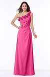 ColsBM Nola Rose Pink Modern A-line One Shoulder Chiffon Ruching Plus Size Bridesmaid Dresses