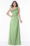 ColsBM Nola Sage Green Modern A-line One Shoulder Chiffon Ruching Plus Size Bridesmaid Dresses