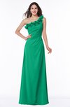 ColsBM Nola Sea Green Modern A-line One Shoulder Chiffon Ruching Plus Size Bridesmaid Dresses