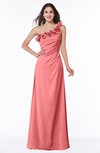 ColsBM Nola Shell Pink Modern A-line One Shoulder Chiffon Ruching Plus Size Bridesmaid Dresses